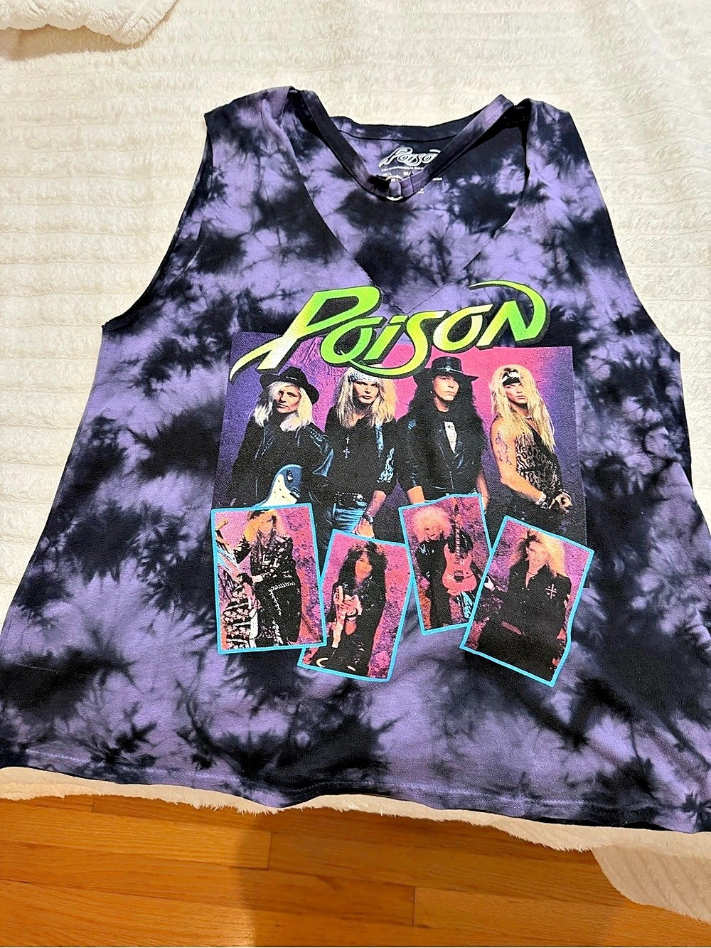 Poison Tie-Dye Graphic Muscle Tee in Purple & Black Like New